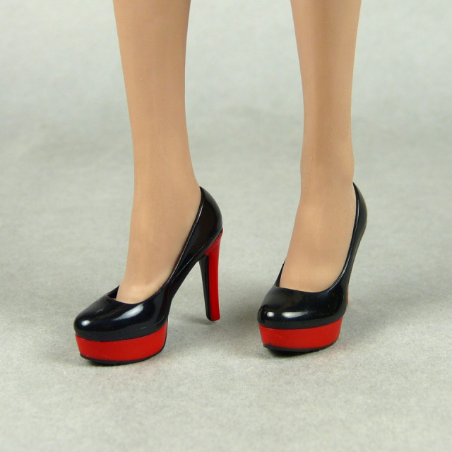 Magic Cube Toys 1/6 Scale Female Black & Red Glossy High Heel Shoes